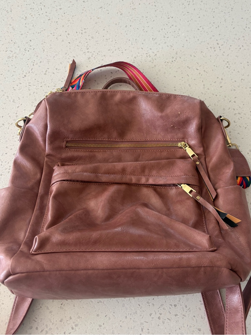 Women's Faux Leather Backpack Bag in Mauve